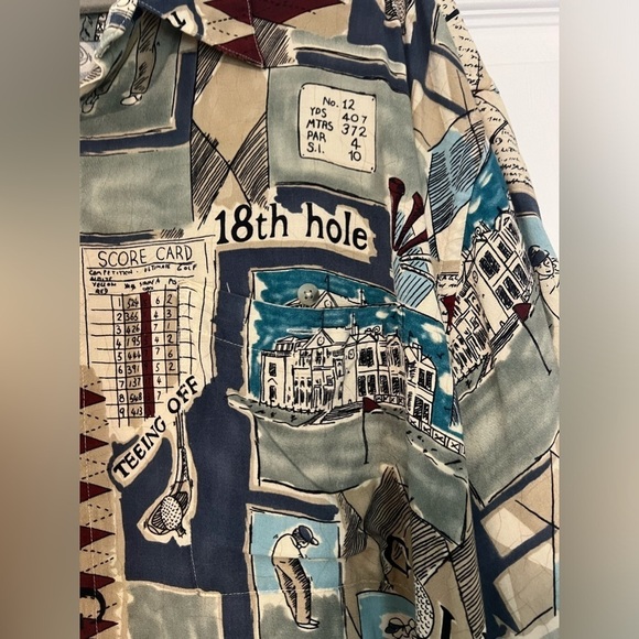 Men's Campia Golf Themed Short Sleeved Button Down Shirt - Picture 3 of 5